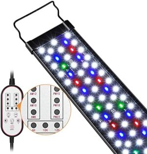 Aquarienlichter | Aquariumbeleuchtung, 14W 24/7 Naturmodus – Sonnenaufgang-/Tageslicht-/Mondlichtmodus und benutzerdefinierter Modus mit erweiterbarem Halter, einstellbarem Timer und 7 Farbhelligkeiten für 12~18 Zoll Aquarium.