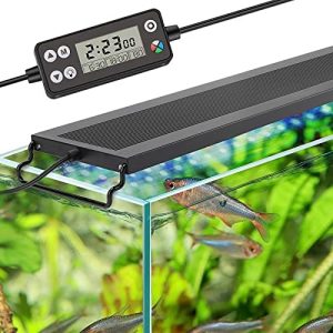 Aquarienlichter | Auto Ein Aus LED Aquarium Beleuchtung, Vollspektrum Fischbeckenlicht mit LCD-Monitor, 24/7 Beleuchtungszyklus, 7 Farben, einstellbarer Timer, IP68 wasserdicht, 3 Modi für 12″-18″ Süßwasserpflanzenbecken