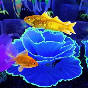 Aquarium Dekoration | Besimple Künstliches Korallenornament mit Leuchteffekt – Harz-Aquarium-Pflanzen und Korallen-Dekorationen für Aquarienfische (Blau)