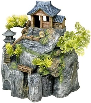 Aquarium Dekoration | Exotische Umgebungen Asiatisches Ferienhaus mit Bonsai-Aquarium-Dekoration