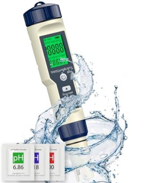 Aquarium-Hydrometer | Pool-Salztester & pH-Meter, 5-in-1 pH-Salinitäts-TDS-EC-Temperaturmesser, digitaler Salinitätsmesser TDS-Meter für Schwimmbad, Trinkwasser, Aquarium, Whirlpool, Salzwasser & Spa