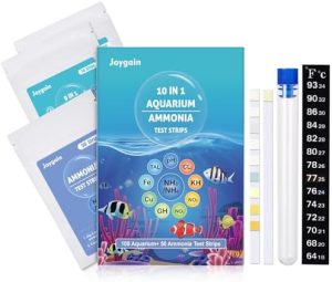 Aquarium-Testkits | 10-in-1 Ammonia-Testkit für Aquarien, 150 Stück Aquarien-Teststreifen, präzises und schnelles Wassertest-Kit für Fischbehälter, geeignet für Salzwasser und Süßwasser, Testen von Wasser-pH, Nitrit, Nitrat und mehr.