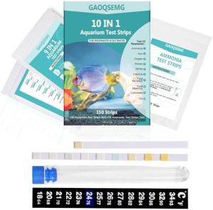 Aquarium-Testkits | 10-in-1 Ammoniak-Wassertestkit für Aquarien, 150 Teststreifen für Süßwasser- und Salzwasserfischtanks zur Überprüfung von Ammoniak, pH, Härte, Nitrit, Nitrat und mehr.