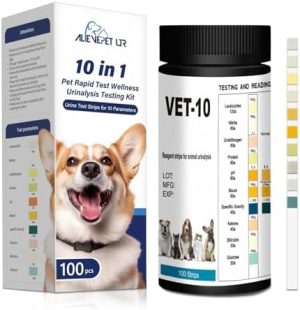 Aquarium-Testkits | 10-Parameter Urin-Teststreifen für Katzen und Hunde – 10 in 1 UTI-Testkit für Haustiere – Schnelle Diabetes-Urinanalyse – 100 Stück, 1 Packung