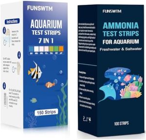 Aquarium-Testkits | 150 Stück 7-in-1 Aquarium-Teststreifen + 100 Stück Ammoniak-Teststreifen für Aquarien und Fischteiche