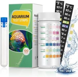 Aquarium-Testkits | 6 in 1 Aquarium-Teststreifen, 100 Teststreifen für Aquarien zur Überprüfung von pH, Chlor, Nitrat, Nitrit, Karbonat und Härte – Wasserqualitäts-Testkits für Süß- und Salzwasser