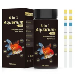 Aquarium-Testkits | 6 in 1 Aquarium-Teststreifen – Schnelle & präzise Wasserqualitätsprüfung für Süßwasser, Salzwasser, Teich und Fischbecken. Teststreifen für pH, Karbonate, Härte, Restchlor, Nitrat, Nitrit – 50 Stück.