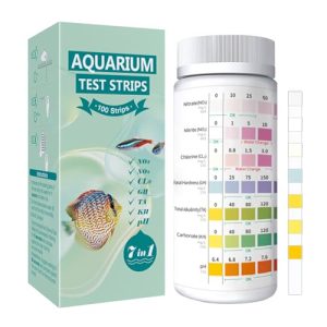 Aquarium-Testkits | 7-in-1 Aquarien-Teststreifen-Set – 100 Streifen zur Verwendung im Süßwasser-Aquarium, Fischteich, präzise und schnelle Tests von pH/Nitrit/Nitrat/Chlor/Carbonat/gesamt Alkalität/Härte