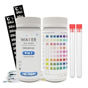 Aquarium-Testkits | Aqua-Teststreifen, 9 in 1 Teststreifen für die Wasserqualität im Aquarium für Süß- und Salzwasser, Teich- und Fischbecken-Teststreifen für Eisen, Kupfer, Nitrit, Nitrat, pH, Karbonat und mehr (1 9 in 1)