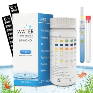 Aquarium-Testkits | Aquarium-Testkit, 1 Stück 7-in-1 Fischteich-Teststreifen, Süßwasseraquarium-Wasserqualitätstestkit, Gesamte Alkalinität, Härte, pH, freies Chlor, Gesamtes Chlor, Brom, Nitrat (1 Stück 7-in-1)