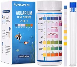 Aquarium-Testkits | Aquarium-Teststreifen für Süßwasserfische: 7-in-1 Fischteich-Wassertestkit für Aquarien – Präzise Tests von Nitrat, Nitrit, Härte, freiem Chlor, pH, Karbonat und Gesamtablekalinität – 100 Streifen