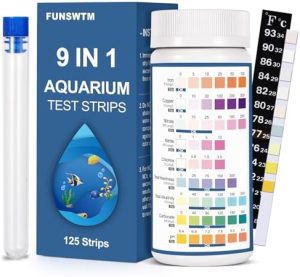 Aquarium-Testkits | Aquarium-Wassertestkit für Süßwasser: 125 Stück 9-in-1 Aquarien-Teststreifen zur Überwachung von pH, Chlor, Härte, Nitrat, Nitrit usw. für Ihr Fischbecken.