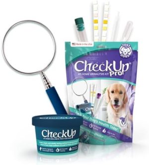 Aquarium-Testkits | Checkup Pro Zuhause Wellness-Test für Hunde | Teleskopstange, Becher, 2 Streifen | Früherkennung von 10 Gesundheitsindikatoren | pH, Protein, Urobilinogen, Glukose, Bilirubin, Ketone, S-Gewicht, Blut im Urin