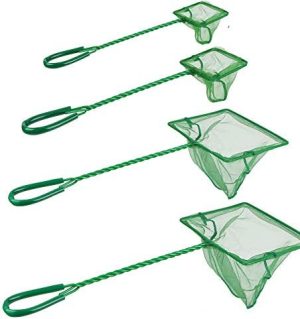 Aquariumreiniger | 4er-Pack Aquarium Fischnetz Fein Schnellfangnetz Nylon Fischfangnetze mit Kunststoffgriff für Aquarien – Grün (7,5 cm, 10 cm, 12,5 cm, 15 cm)