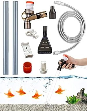 Aquariumreiniger | 9 Stück Fischtank Aquarium Kiesreiniger, Fischtank Reinigungsset, schneller Wasserwechsel Aquariumreiniger mit Glasschaber und verstellbarem Wasserflussregler Reinigungszubehör, Filter Kiesreinigung