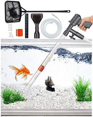 Aquariumreiniger | Aquarium Kiesreiniger [2024 Edition] Vakuum Fischtank-Reinigungswerkzeuge für Aquarienwasserwechsel mit Aquarienthermometern und Fischnetz-Set zur Verwendung für die Reinigung von Fischbecken, Kies und Sand.