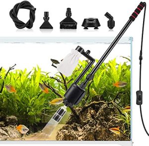 Aquariumreiniger | Aquarium Kiesreiniger, 6-in-1 Elektrischer Fischtank Kiesstaubsauger Set zum Entfernen von Schmutz, Wasserwechsel, Sandwaschen, Wasserduschen, Wasserzirkulation (20W, 320Gph)