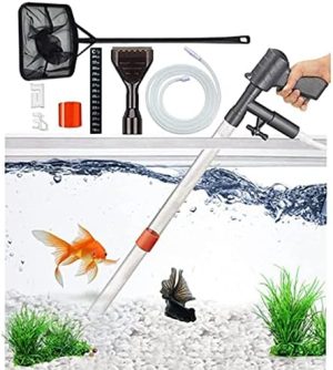 Aquariumreiniger | Aquarium Kiesreiniger Schneller Wasserwechsel Siphon Staubsauger Fischtank mit Thermometer Aufkleber Fischnetz