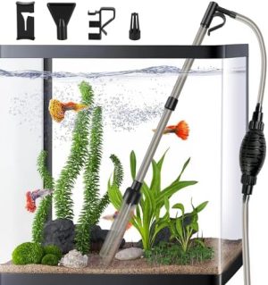 Aquariumreiniger | Aquarium Schlammsauger, 4-in-1 Fischtankreiniger, Hand-Siphon Schlammsauger, Vakuum Fischtankset mit Wasserflussklemme, zum Wasserwechsel, Sandwaschen und Schmutzentfernen.