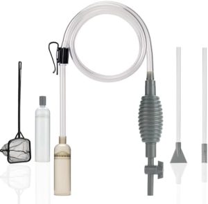 Aquariumreiniger | Aquarium Siphon Sauger Set mit Doppelrohren und Fischnetz, ideal zur Reinigung von Kies und Sand, passend für alle Tankgrößen, Kies-Sauger für Aquarium-Set