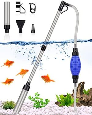 Aquariumreiniger | Aquarium Siphon Staubsauger, 256Gph/80Gph Schneller Fischtankreiniger, Aquarium Kiesreiniger-Set mit einstellbarem Wasserfluss für Sandreinigung, Wasserwechsel, Schmutzentfernung (Schwarz Neu)