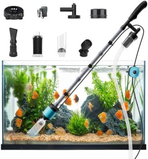 Aquariumreiniger | Elektrischer Aquarien-Sauger Kiesreiniger, 729 GPH / 15 W 6-in-1 Upgrade variabler Frequenzmotor automatischer Fischtank-Kiesreiniger Sauger für Sandwäsche & Wasserwechsel