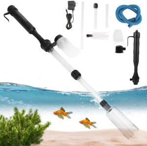 Aquariumreiniger | Elektrischer Kiesreiniger, automatischer Aquarienreiniger, Filter, Aquarienkiesreiniger, 3-in-1-Reiniger für alle Arten von Aquarien (dunkelblau)