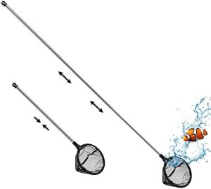 Aquariumreiniger | Teleskopisches Aquarium-Fischnetz, feines Netz rundes Fischnetz für Aquarium mit ausziehbarem langen Griff