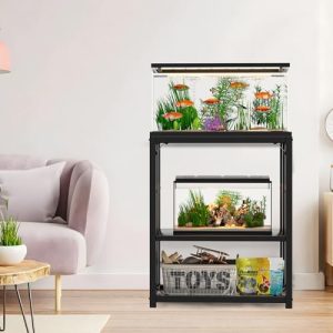 Aquariumständer | 1-Gallonen-Fischtankständer, Aquariumständer, 24,8″ L x 9,25″ B Reptilien-Tankständer, verstellbarer Metallständer für 1 Fischtank für Zuhause und Büro, 30 kg Tragfähigkeit