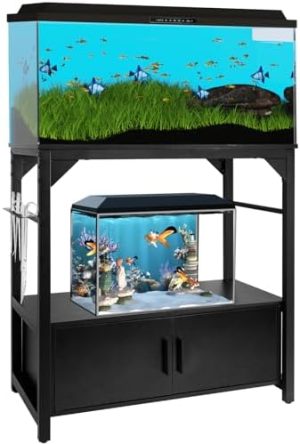 Aquariumständer | Aquariumständer für 2-29 Gallonen, 29 Gallonen Fischtankständer mit Aquarienwerkzeug-Organizer, 3-stufiger Zucht-Tankständer mit Stauraum, robuster Metallrahmen für 2 – 29 Gallonen lange Aquarien