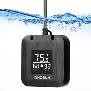 Aquariumthermometer | Fischtank Digitalthermometer, Unterwasser-Aquariumthermometer für den Einsatz unter Wasser mit Hoch- und Niedrigtemperaturalarm, Genauigkeit 0,2°F, wasserdichtes Thermometer mit USB-Stromversorgung, HD-LED-Display.