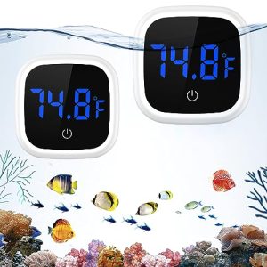 Aquariumthermometer | Neue Version Aquariumthermometer, 2er-Pack kabellose digitale Fischbecken-Thermometer, großes LED-HD-Display, ±0,18°F hohe Präzision, Fahrenheit-Temperaturmessung für Fische, Axolotl, Schildkröten.