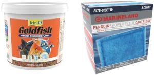 Essen | Goldfischflocken, Ernährungsphysiologisch Ausgewogene Diät für Aquarienfische, Mit Vitamin C Angereicherte Flocken & Marineland Rite-Size Cartridge C, 6er-Pack