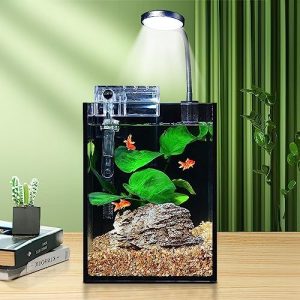 Aquarien und Fischschalen | 1,2-Gallonen-Fischtank-Set Schreibtisch-Aquarium-Kit Kleines Low-Iron-Glas Anfänger-Fischglas mit LED-Licht und Wasserpumpe für Kinder Glasfischtank mit Zubehör Selbstreinigender Filter