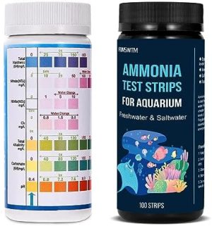 Aquarium-Testkits | 100 Stück 7-in-1 Aquarien-Teststreifen + 100 Stück Ammoniak-Teststreifen für Aquarien und Fischbehälter Wasser