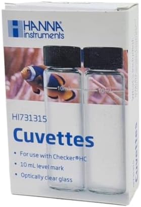 Aquarium-Testkits | Hanna Hi731315 – Glas-Küvetten und Kappen für Hanna Checker Salzwasser-Aquarium Alkalinitäts-Farbenmessgerät Tester