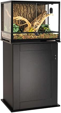 Aquariumständer | Reptilien-Terrarium-Ständer aus Holz mit Stauraum und verstellbarem Regal, Reptilien-Tankständer für 24″ B x 18″ T Terrarium, Aquarium-Ständer für Fischtank (nur Ständer)